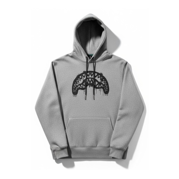Sprayground Gray Hoodie with Black Graphic